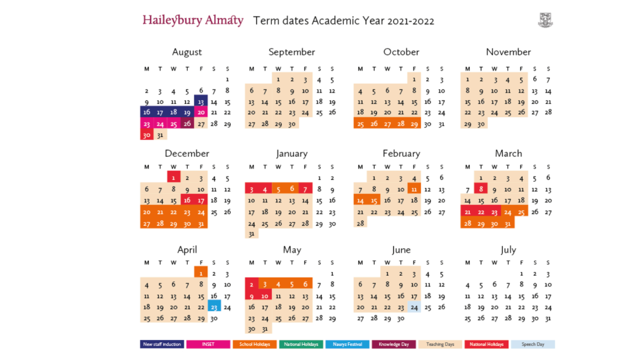 Term Dates — British School Haileybury Almaty